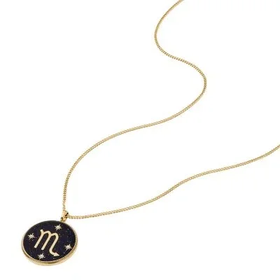 Scorpio Sutton Zodiac Gold-Tone Stainless Steel Black Sandstone Pendant Necklace Scorpio Sutton Zodiac Gold-Tone Stainless Steel Black Sandstone Pendant Necklace
