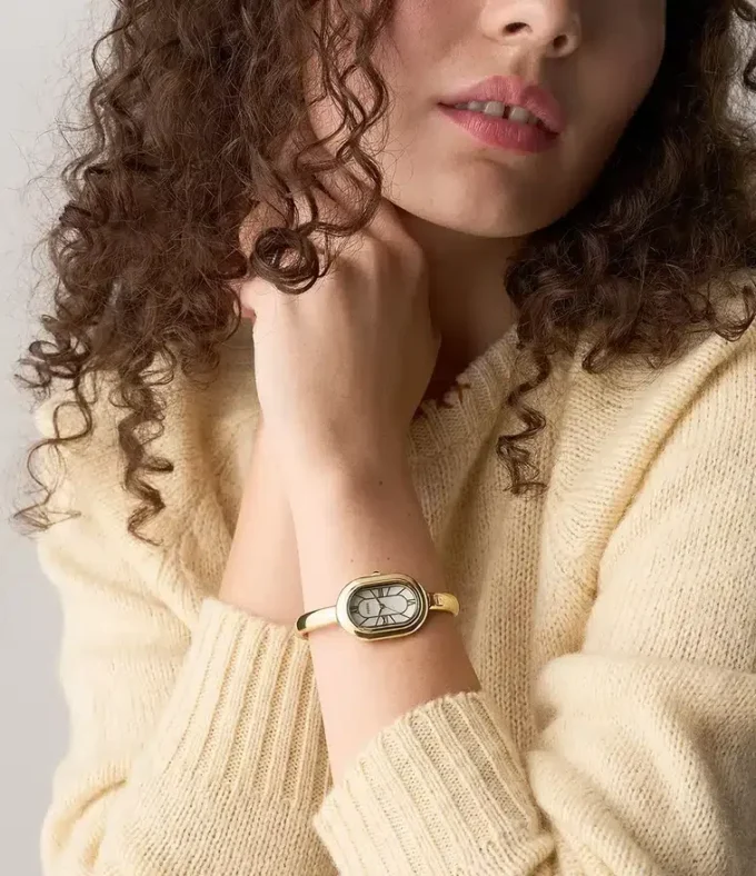 Sloan Three-Hand Gold-Tone Stainless Steel Watch Bangle Sloan Three-Hand Gold-Tone Stainless Steel Watch Bangle