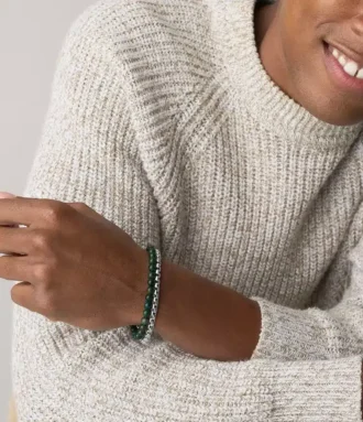 Stainless Steel and Green Agate Bracelet Gift Set