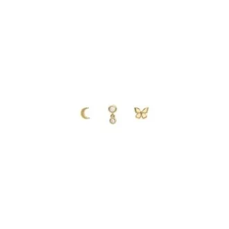 Sutton All Stacked Up Gold-Tone Brass Butterfly Earring Set