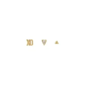 Sutton All Stacked Up Gold-Tone Brass Heart Earring Set