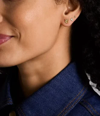 Sutton All Stacked Up Gold-Tone Brass Heart Earring Set