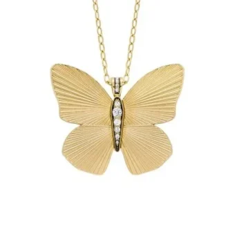 Sutton Butterfly Collection Gold-Tone Stainless Steel Pendant Necklace