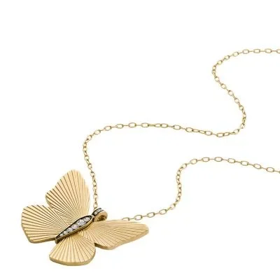 Sutton Butterfly Collection Gold-Tone Stainless Steel Pendant Necklace Sutton Butterfly Collection Gold-Tone Stainless Steel Pendant Necklace