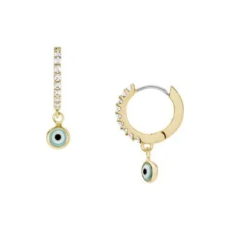 Sutton Evil Eye Brass Hoop Earrings