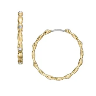 Sutton Evil Eye Gold-Tone Stainless Steel Hoop Earrings