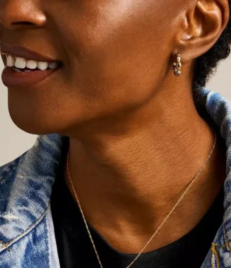 Sutton Evil Eye Gold-Tone Stainless Steel Hoop Earrings