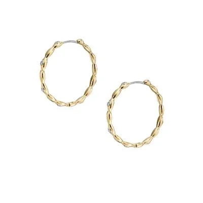 Sutton Evil Eye Gold-Tone Stainless Steel Hoop Earrings Sutton Evil Eye Gold-Tone Stainless Steel Hoop Earrings