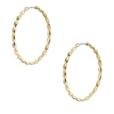 Sutton Evil Eye Gold-Tone Stainless Steel Hoop Earrings Sutton Evil Eye Gold-Tone Stainless Steel Hoop Earrings