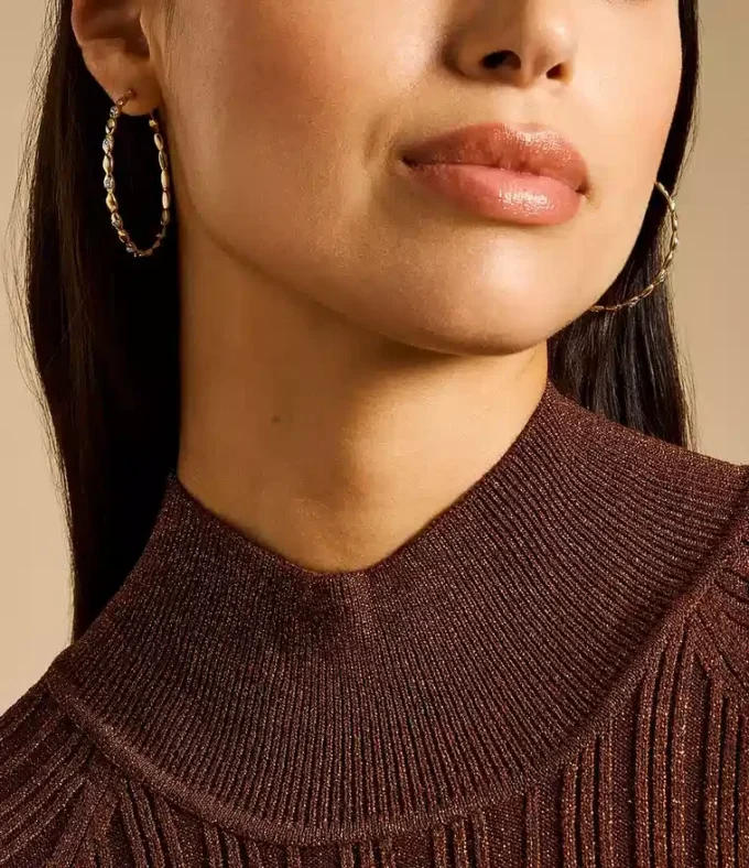 Sutton Evil Eye Gold-Tone Stainless Steel Hoop Earrings Sutton Evil Eye Gold-Tone Stainless Steel Hoop Earrings