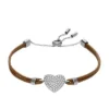 Sutton Glitz Heart Brown Leather Strap Bracelet Sutton Glitz Heart Brown Leather Strap Bracelet