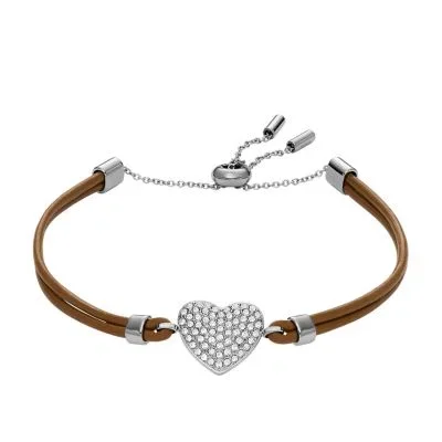 Sutton Glitz Heart Brown Leather Strap Bracelet Sutton Glitz Heart Brown Leather Strap Bracelet