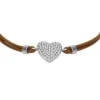Sutton Glitz Heart Brown Leather Strap Bracelet Sutton Glitz Heart Brown Leather Strap Bracelet