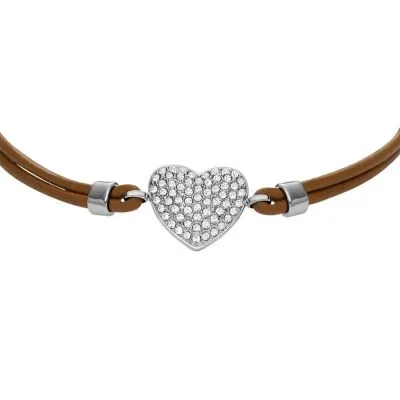 Sutton Glitz Heart Brown Leather Strap Bracelet Sutton Glitz Heart Brown Leather Strap Bracelet