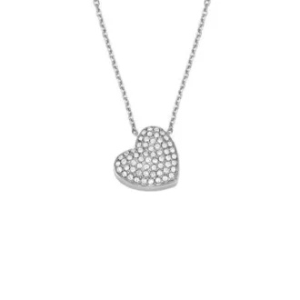 Sutton Glitz Heart Stainless Steel Pendant Necklace