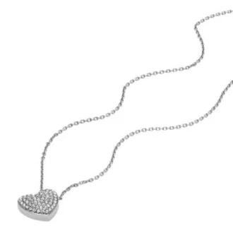 Sutton Glitz Heart Stainless Steel Pendant Necklace