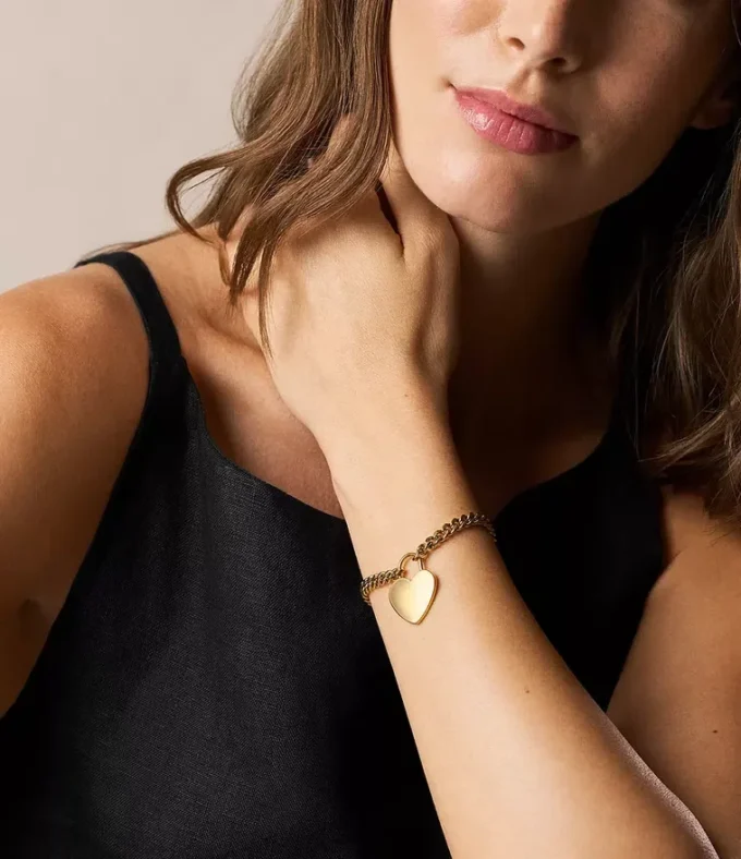 Sutton Gold-Tone Stainless Steel Heart Bracelet Sutton Gold-Tone Stainless Steel Heart Bracelet