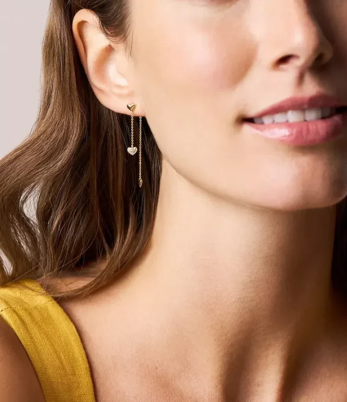Sutton Heartbeat Gold-Tone Brass Front to Back Earrings Sutton Heartbeat Gold-Tone Brass Front to Back Earrings