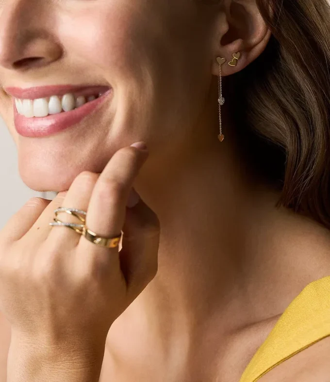 Sutton Heartbeat Gold-Tone Brass Front to Back Earrings Sutton Heartbeat Gold-Tone Brass Front to Back Earrings
