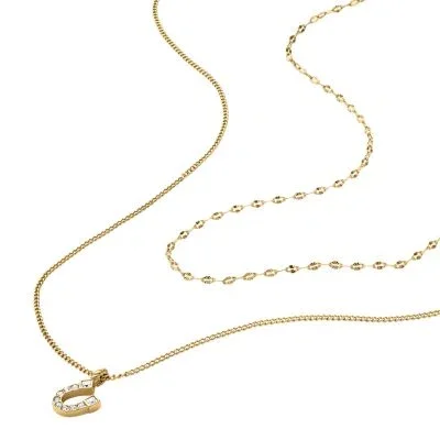 Sutton Horseshoe Gold-Tone Stainless Steel Multi Strand Necklace Sutton Horseshoe Gold-Tone Stainless Steel Multi Strand Necklace