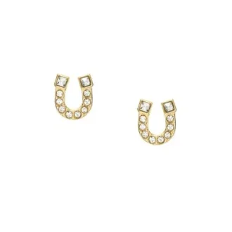 Sutton Horseshoe Gold-Tone Stainless Steel Stud Earrings