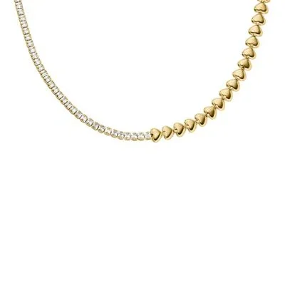 Sutton Love-All Gold-Tone Brass Heart Link Tennis Necklace Sutton Love-All Gold-Tone Brass Heart Link Tennis Necklace