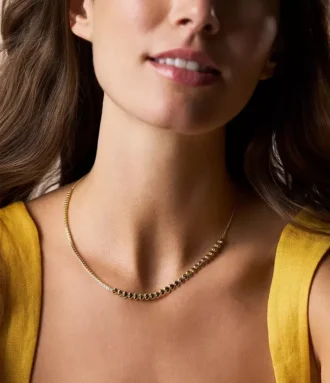 Sutton Love-All Gold-Tone Brass Heart Link Tennis Necklace