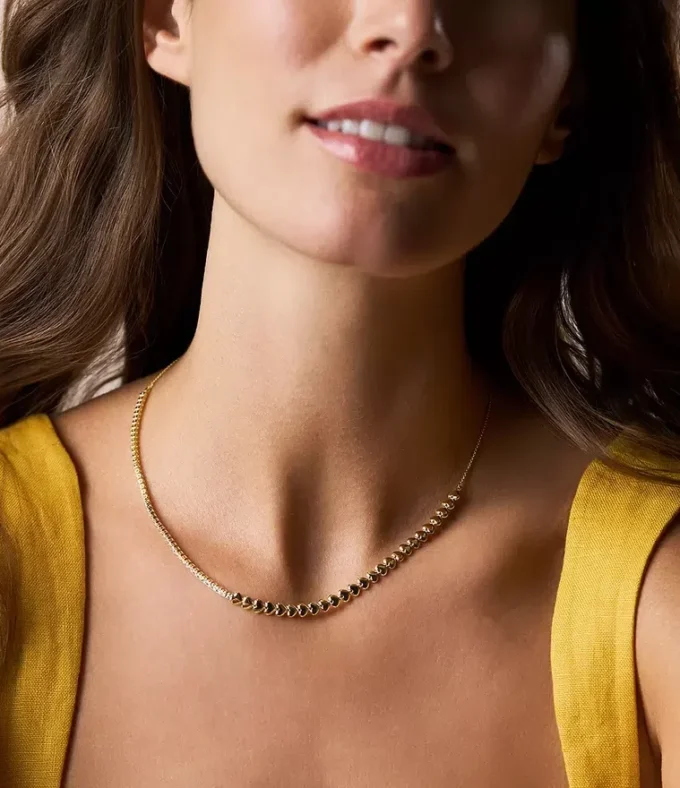 Sutton Love-All Gold-Tone Brass Heart Link Tennis Necklace Sutton Love-All Gold-Tone Brass Heart Link Tennis Necklace