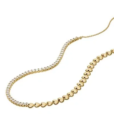 Sutton Love-All Gold-Tone Brass Heart Link Tennis Necklace Sutton Love-All Gold-Tone Brass Heart Link Tennis Necklace