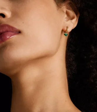 Sutton Modern Meadows Reconstituted Malachite Heart Hoop Earrings