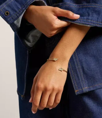 Sutton Pavé Butterfly Gold-Tone Stainless Steel Cuff Bracelet
