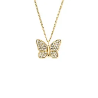 Sutton Pavé Butterfly Gold-Tone Stainless Steel Pendant Necklace