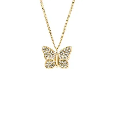 Sutton Pavé Butterfly Gold-Tone Stainless Steel Pendant Necklace Sutton Pavé Butterfly Gold-Tone Stainless Steel Pendant Necklace