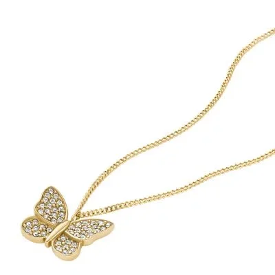 Sutton Pavé Butterfly Gold-Tone Stainless Steel Pendant Necklace Sutton Pavé Butterfly Gold-Tone Stainless Steel Pendant Necklace