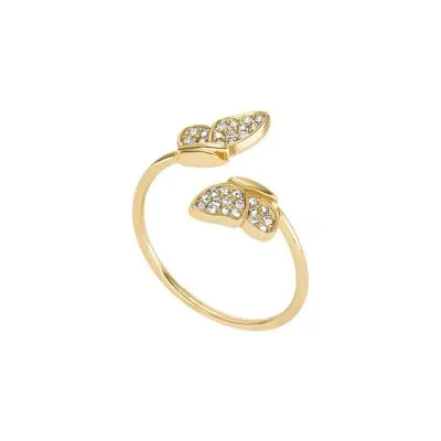 Sutton Pavé Butterfly Gold-Tone Stainless Steel Stack Ring Sutton Pavé Butterfly Gold-Tone Stainless Steel Stack Ring