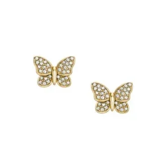 Sutton Pavé Butterfly Gold-Tone Stainless Steel Stud Earrings