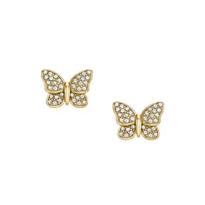 Sutton Pavé Butterfly Gold-Tone Stainless Steel Stud Earrings Sutton Pavé Butterfly Gold-Tone Stainless Steel Stud Earrings