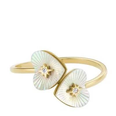 Sutton Radiant Love Gold-Tone Stainless Steel Mother-of-Pearl Heart Toi Et Moi Ring Sutton Radiant Love Gold-Tone Stainless Steel Mother-of-Pearl Heart Toi Et Moi Ring
