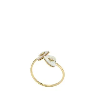 Sutton Radiant Love Gold-Tone Stainless Steel Mother-of-Pearl Heart Toi Et Moi Ring Sutton Radiant Love Gold-Tone Stainless Steel Mother-of-Pearl Heart Toi Et Moi Ring