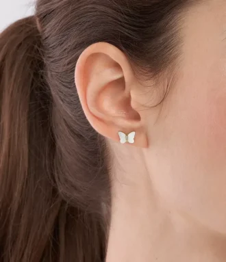 Sutton Radiant Wings White Mother-of-Pearl Stud Butterfly Earrings
