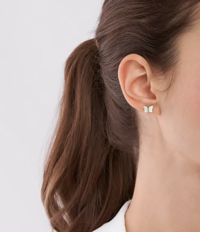 Sutton Radiant Wings White Mother-of-Pearl Stud Butterfly Earrings Sutton Radiant Wings White Mother-of-Pearl Stud Butterfly Earrings