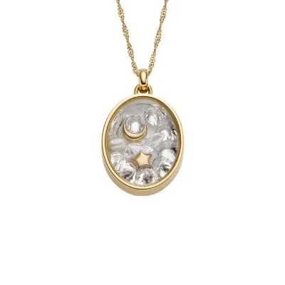 Sutton Shaky Glitz Gold-Tone Stainless Steel Moon and Star Pendant Necklace Sutton Shaky Glitz Gold-Tone Stainless Steel Moon and Star Pendant Necklace