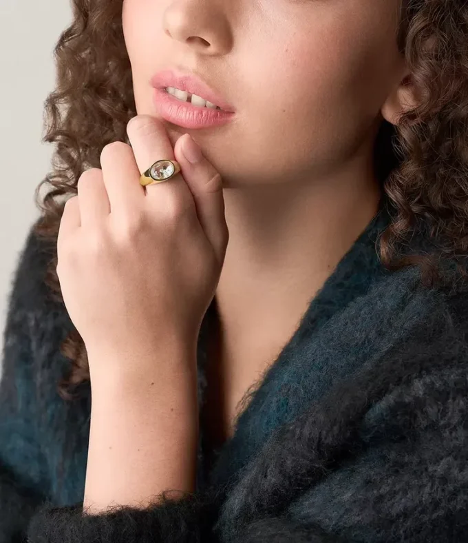 Sutton Shaky Glitz Gold-Tone Stainless Steel Moon and Star Signet Ring Sutton Shaky Glitz Gold-Tone Stainless Steel Moon and Star Signet Ring
