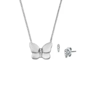 Sutton Stainless Steel Butterfly Necklace and Earrings Gift Set