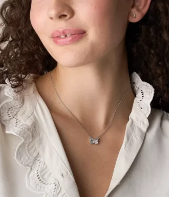 Sutton Stainless Steel Butterfly Necklace and Earrings Gift Set