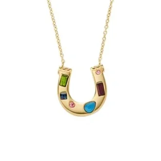 Sutton The Good Luck Collection Gold-Tone Stainless Steel Horseshoe Pendant Necklace