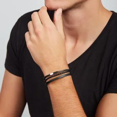 Townsman Black Multi-Strand Leather Bracelet Townsman Black Multi-Strand Leather Bracelet