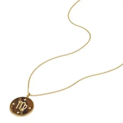 Virgo Sutton Zodiac Gold-Tone Stainless Steel Tiger’s Eye Pendant Necklace Virgo Sutton Zodiac Gold-Tone Stainless Steel Tiger’s Eye Pendant Necklace