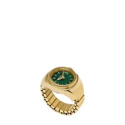 Watch Ring Two-Hand Gold-Tone Stainless Steel Watch Ring Two-Hand Gold-Tone Stainless Steel