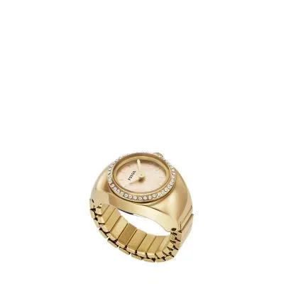 Watch Ring Two-Hand Gold-Tone Stainless Steel Watch Ring Two-Hand Gold-Tone Stainless Steel